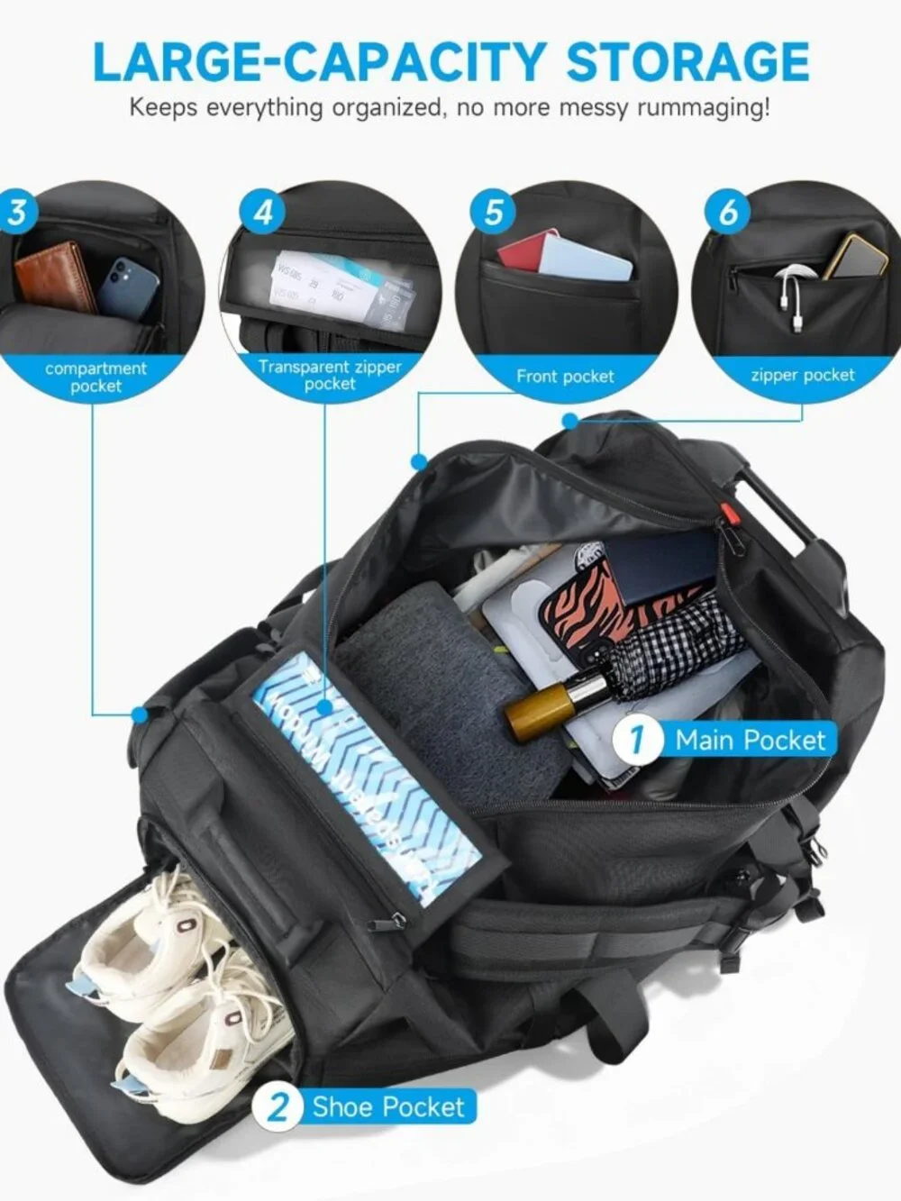 Extra Large 120L Rolling Duffel Bag with Wheels, Waterproof Travel Luggage